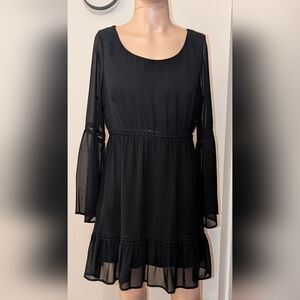 Black Sheer Long Sleeve Dress